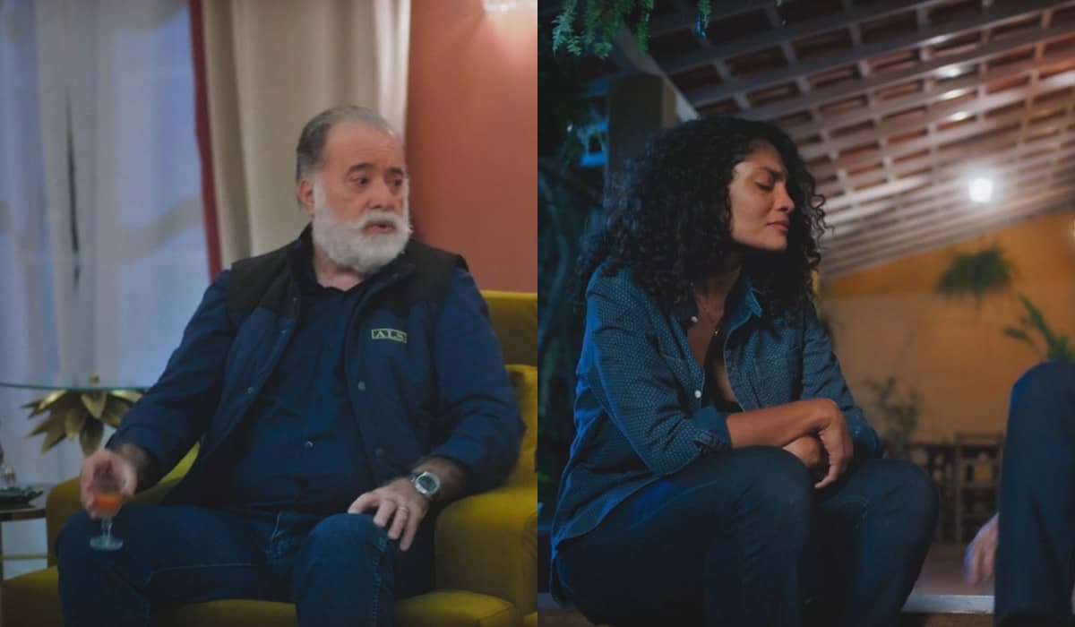 Aline vence Antônio na Justiça e enche a cara no bar para comemorar em Terra e Paixão