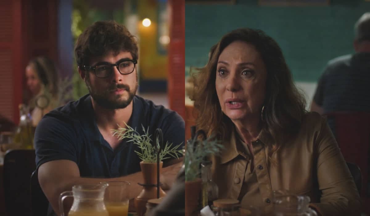 Hélio chama Agatha de criminosa, mas segue no bolso da mãe em Terra e Paixão