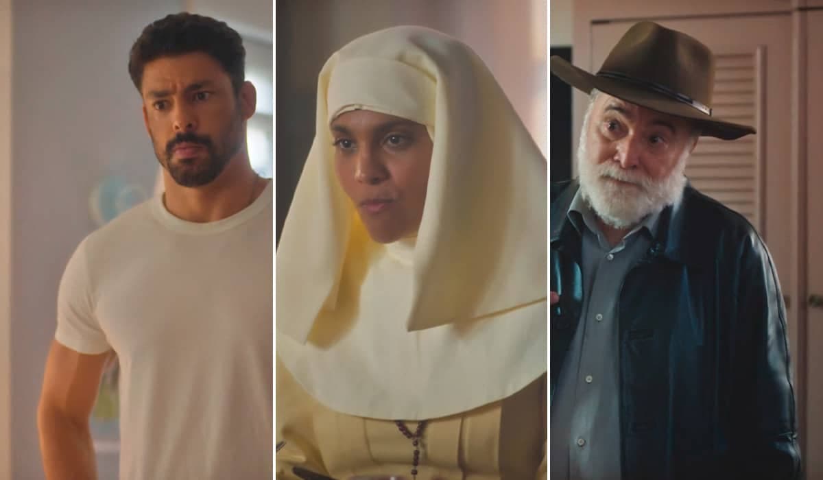 Caio e Aline comemoram vitória contra Antônio com matéria na TV em Terra e Paixão