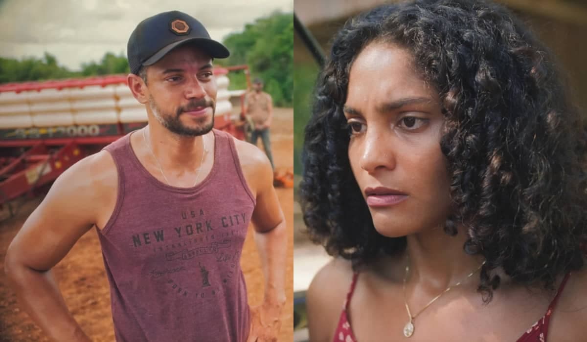 Jonatas dá tudo de si para trabalhar à noite nas terras de Aline em Terra e Paixão