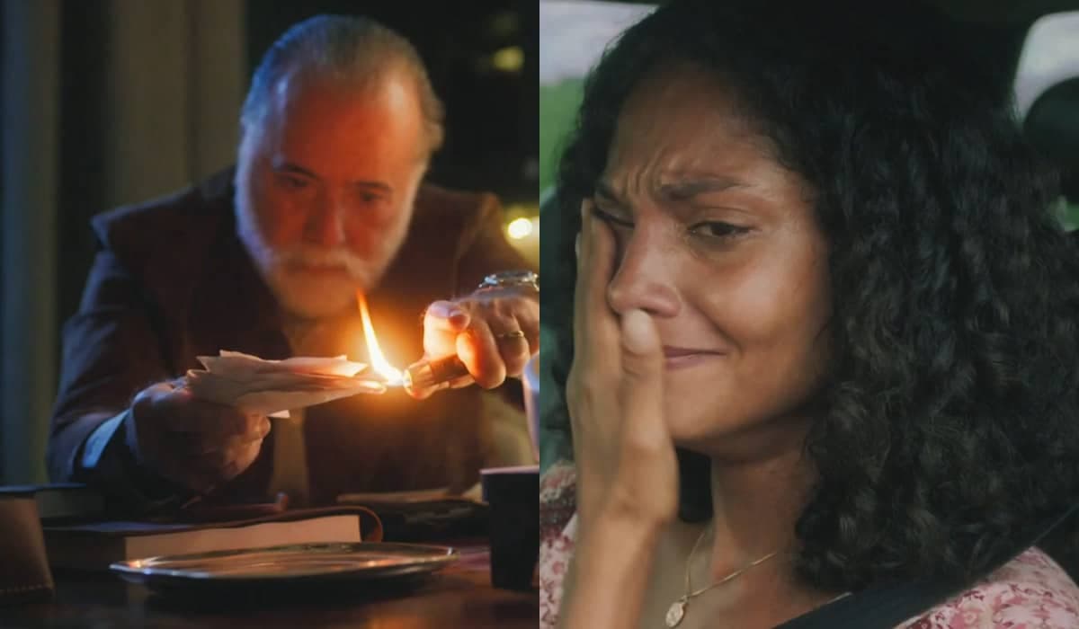 Antônio rouba e queima escrituras das terras de Samuel e Aline em Terra e Paixão