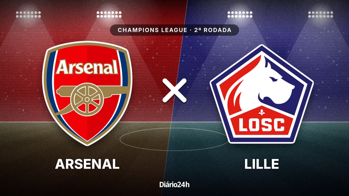 Arsenal x Lille jogam hoje às 16h00 pela UEFA Champions League. Foto: Diário 24 Horas / Montagem