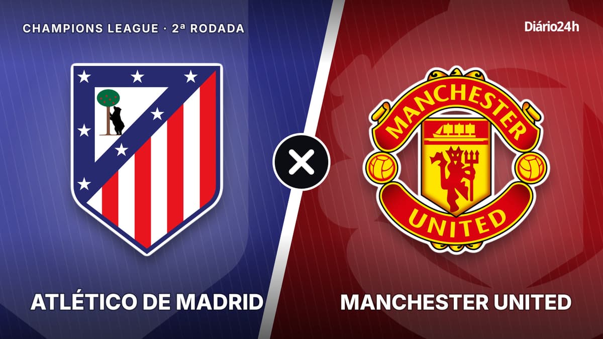 Atlético de Madrid x Manchester United jogam hoje às 16h00 pela UEFA Champions League. Foto: Diário 24 Horas / Montagem
