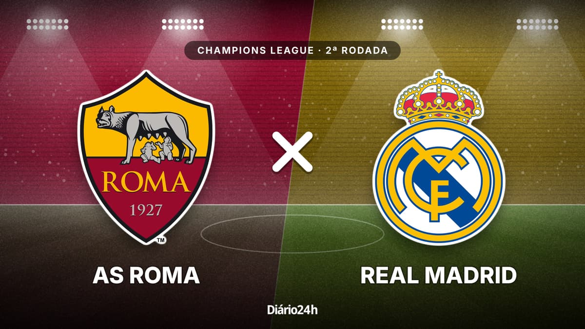 AS Roma x Real Madrid jogam hoje às 16h00 pela UEFA Champions League. Foto: Diário 24 Horas / Montagem