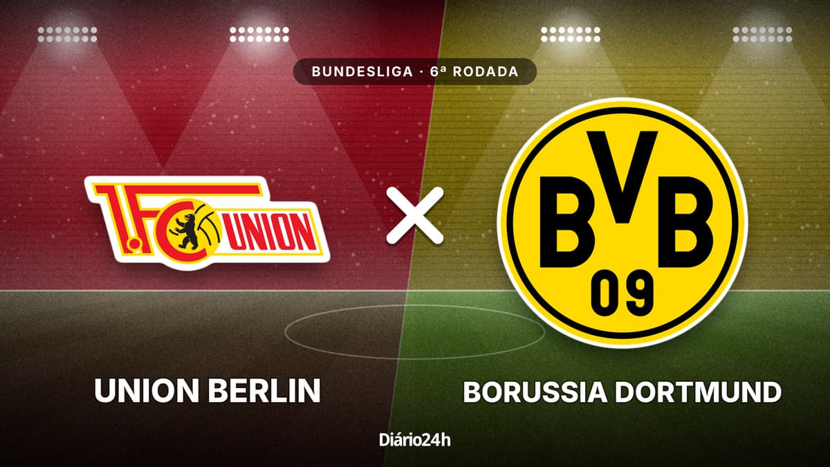 Union Berlin x Borussia Dortmund jogam hoje às 10h30 pela Bundesliga. Foto: Diário 24 Horas / Montagem