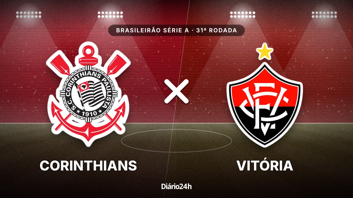 Corinthians x Vitória jogam hoje às 20h00 pela Serie A. Foto: Diário 24 Horas / Montagem