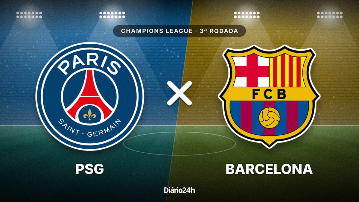 PSG x Barcelona jogam hoje às 16h00 pela UEFA Champions League. Foto: Diário 24 Horas / Montagem