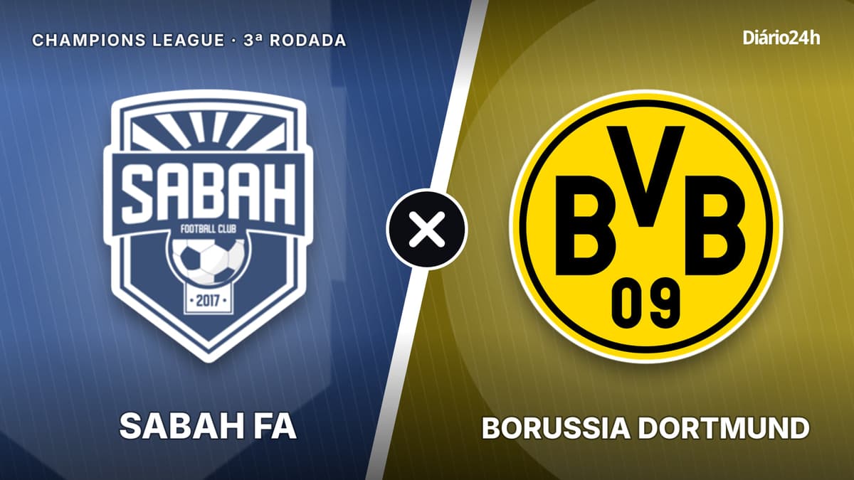 Sabah FA x Borussia Dortmund jogam hoje às 13h45 pela UEFA Champions League. Foto: Diário 24 Horas / Montagem