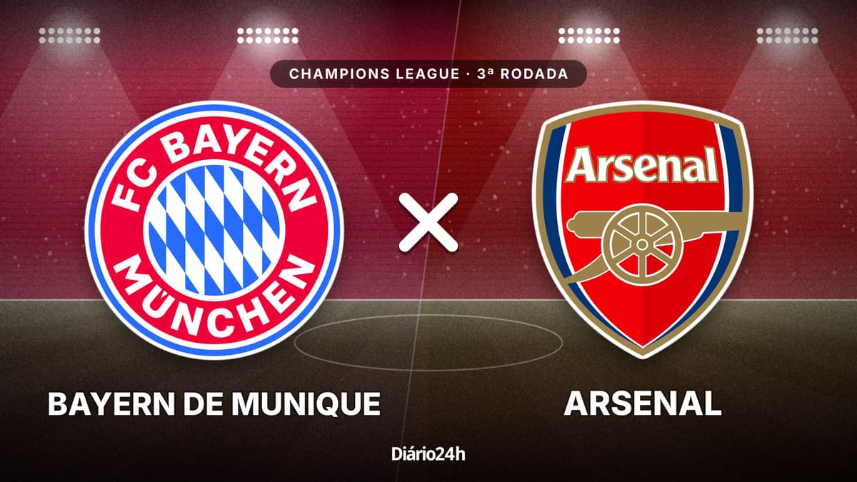 Bayern de Munique x Arsenal jogam hoje às 16h00 pela UEFA Champions League. Foto: Diário 24 Horas / Montagem