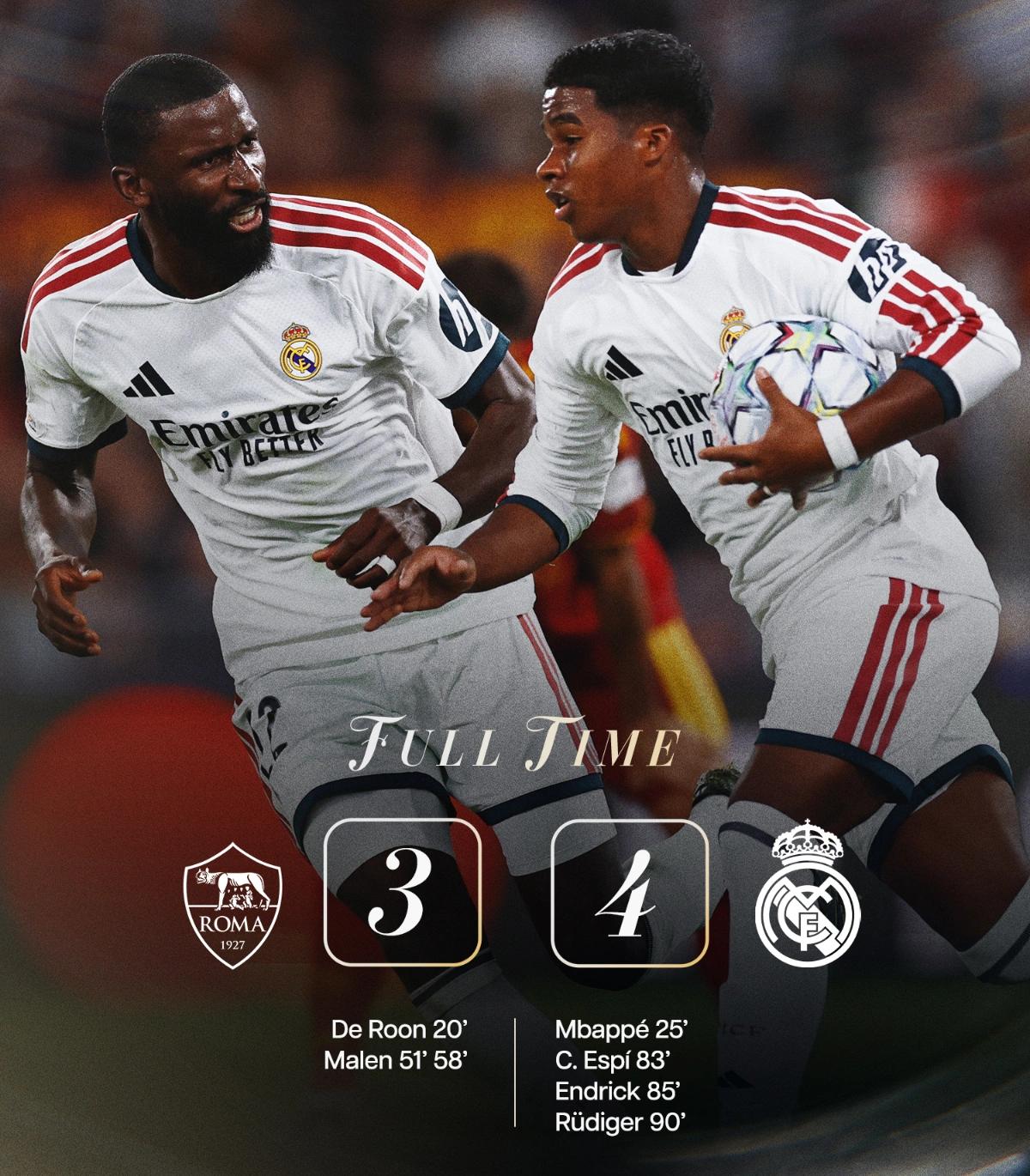 Real Madrid teve noite difícil contra a Roma, no Olímpico. Foto: Reprodução/Instagram @realmadrid