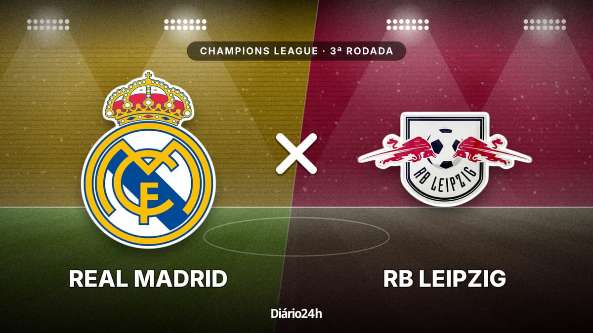 Real Madrid x RB Leipzig jogam hoje às 16h00 pela UEFA Champions League. Foto: Diário 24 Horas / Montagem