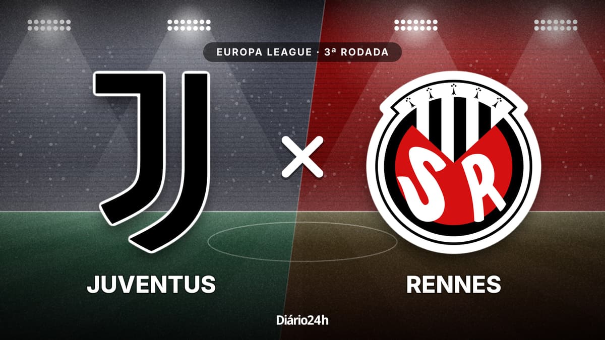 Juventus x Rennes jogam hoje às 13h45 pela UEFA Europa League. Foto: Diário 24 Horas / Montagem