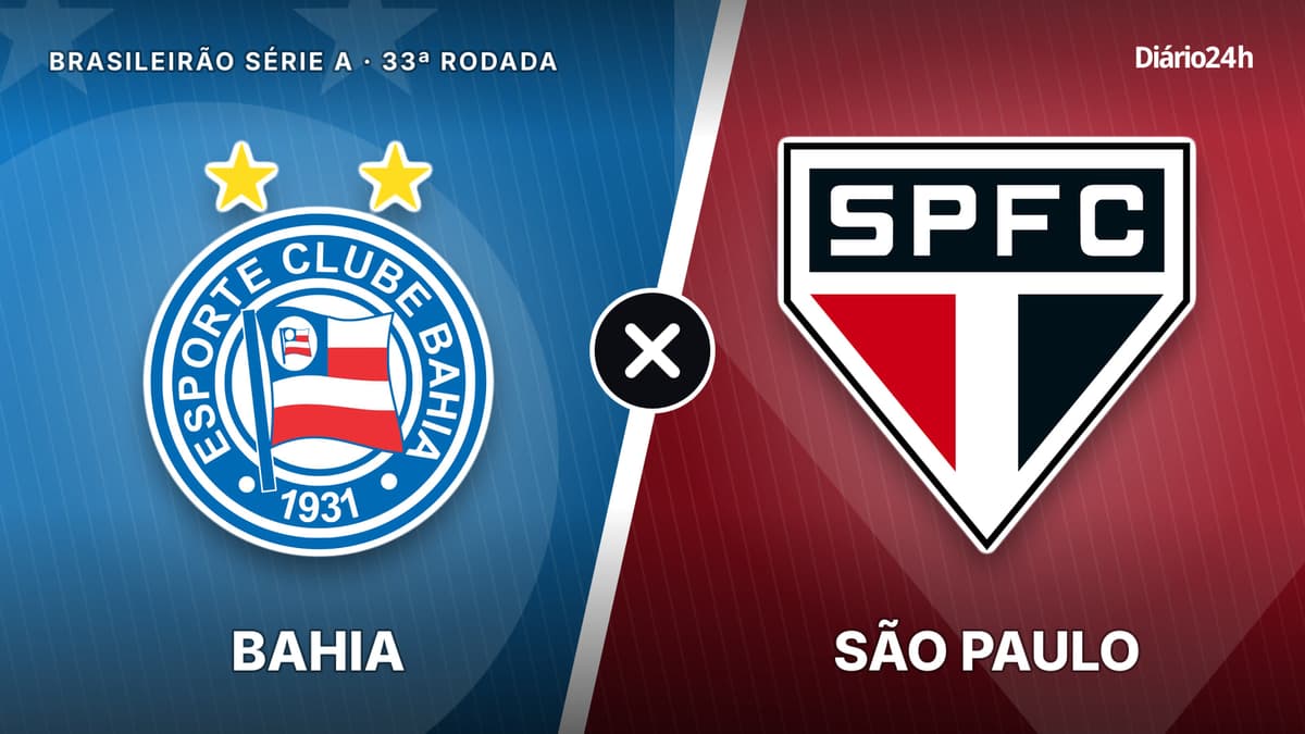 Bahia x São Paulo jogam hoje às 21h30 pela Serie A. Foto: Diário 24 Horas / Montagem