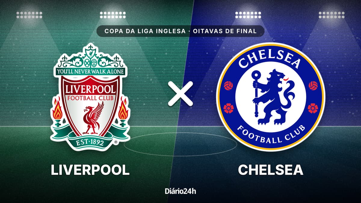 Liverpool x Chelsea jogam hoje às 17h00 pela League Cup. Foto: Diário 24 Horas / Montagem
