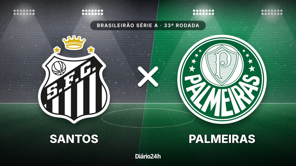 Santos x Palmeiras jogam hoje às 19h30 pela Serie A. Foto: Diário 24 Horas / Montagem