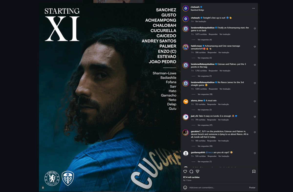 Chelsea x Leeds: Estêvão confirmado como titular em duelo decisivo que começa daqui a pouco