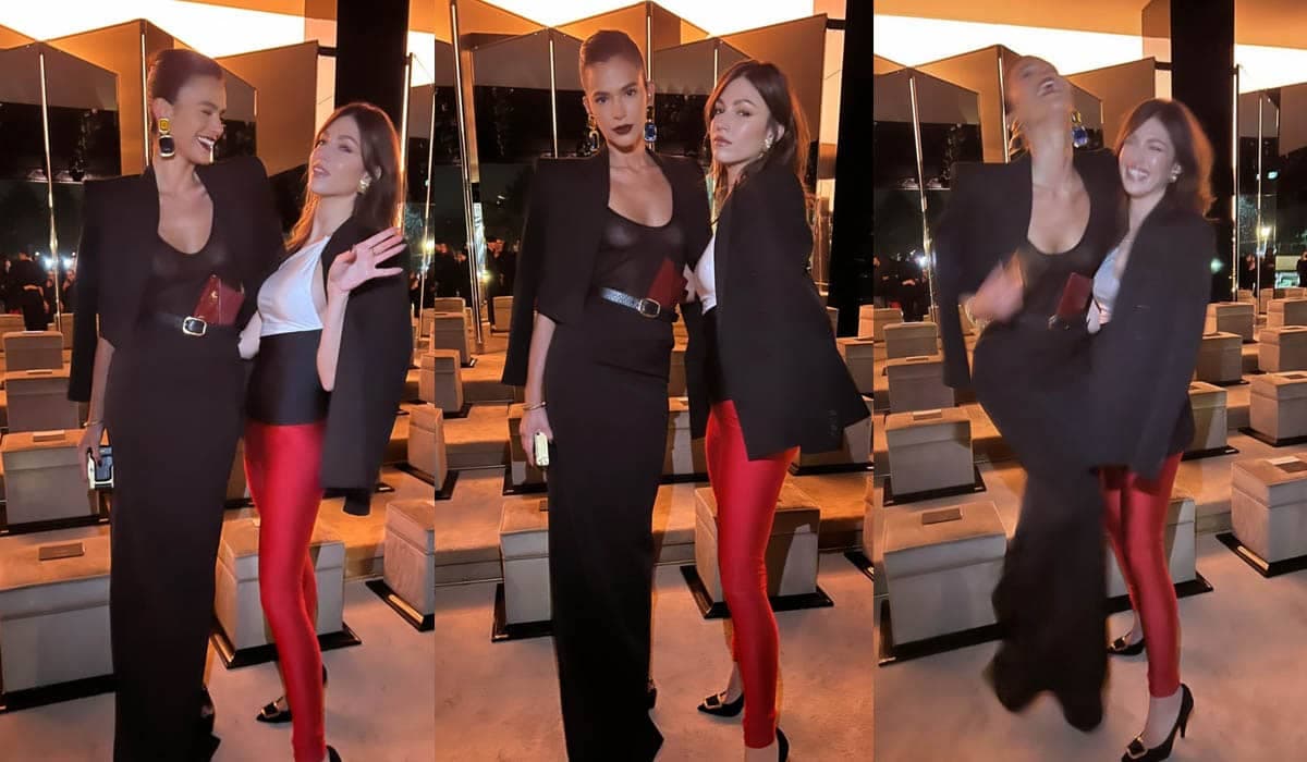 Bruna Marquezine e Úrsula Corberó se encontram no desfile da YSL