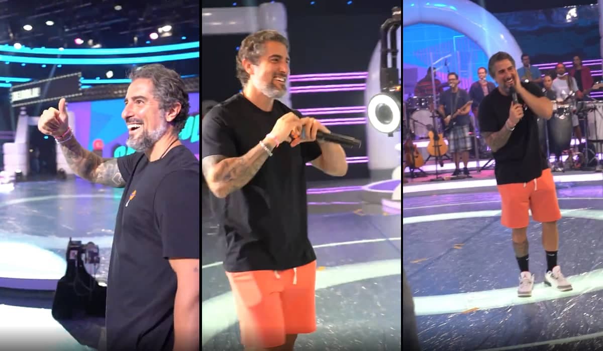 Impressionado, Marcos Mion mostra o cenário do 'Caldeirola'