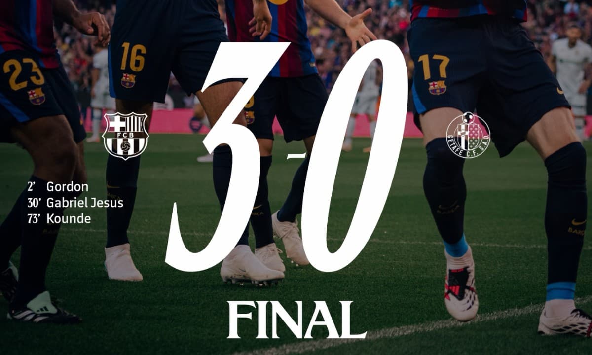 Barcelona vence o Getafe por 3 a 0, iguala recorde de 2013/14 e segue 100% em LaLiga