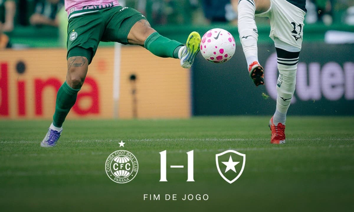 Coritiba e Botafogo empatam no Couto Pereira, e o Alvinegro segue sem vencer desde a chegada de Tite