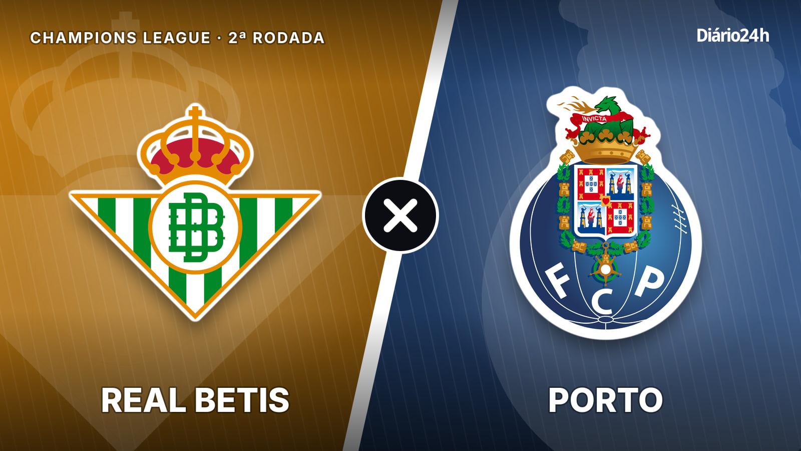 Real Betis x Porto jogam hoje às 16h00 pela UEFA Champions League. Foto: Diário 24 Horas / Montagem