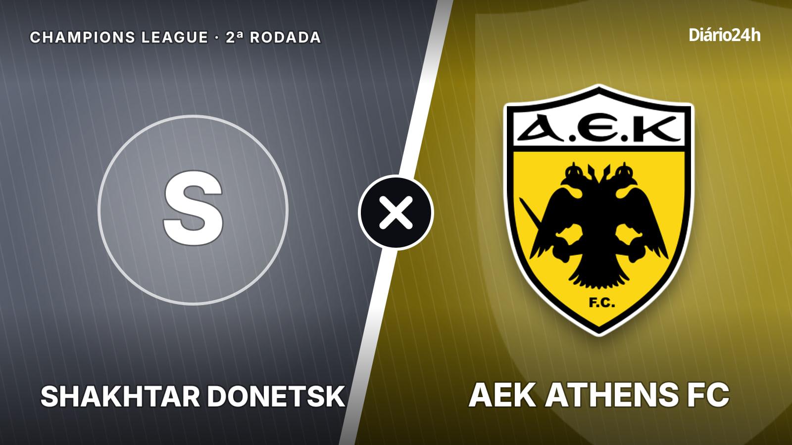 Shakhtar Donetsk x AEK Athens FC jogam hoje às 16h00 pela UEFA Champions League. Foto: Diário 24 Horas / Montagem
