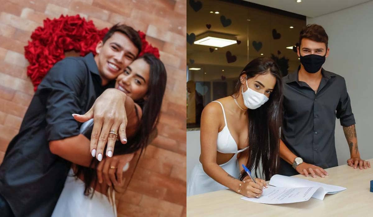 A Gêmea Lacração divulgou algumas fotos do casamento com o surfista Gabriel Farias nas redes sociais