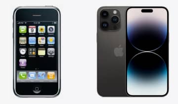 iPhone 2G e iPhone 14 são analisados. Fonte: Divulgação/Apple