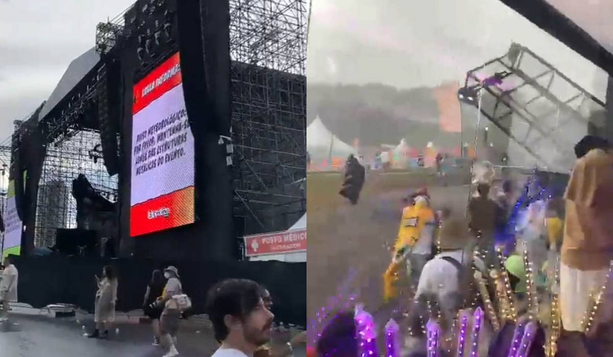 Forte chuva causa acidente no Lollapalooza 2022. Foto: Reprodução/Twitter