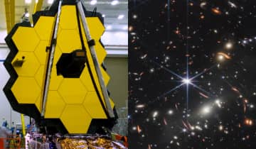 Primeira foto operacional do telescópio mostrou local inexplorado do universo. Fonte: Reprodução/YouTube e Divulgação/NASA