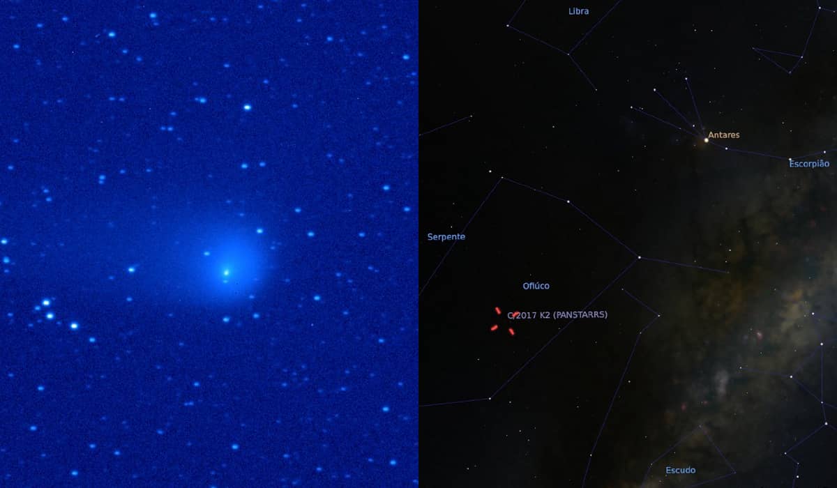 Cometa C/2017 K2 terá sua aproximação máxima da terra hoje (14). Fonte: Divulgação/Twitter