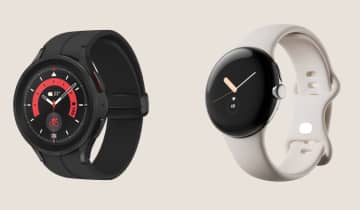 Google Pixel Watch e Samsung Galaxy Watch 5 são ótimas opções de wearables. Fonte: Divulgação/Samsung e Divulgação/Google