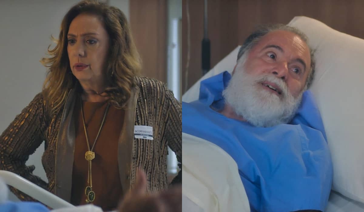 Antes de morrer, Agatha consegue assinatura de Antônio para roubar sua fortuna. Fonte: Reprodução/Globo