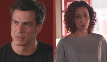 Jonas revela para Adriana que encontrou álibi para se livrar de armação. Fonte: Reprodução/Globo
