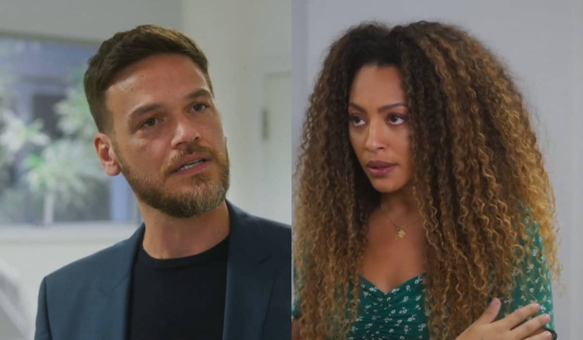 Theo fica a sós com Sol na novela das sete. Foto: Reprodução/Globo