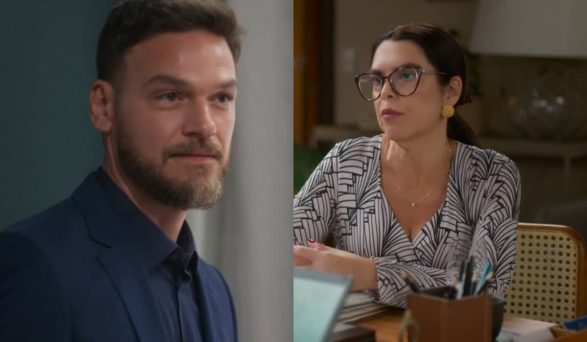 Sheila dá uma apunhalada nas costas de Theo em Vai na Fé. Foto: Reprodução/Globo