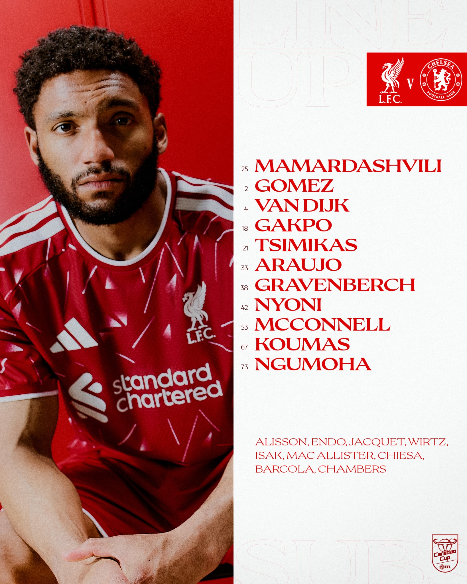 Gomez estampa arte do Liverpool para o jogo de hoje. Foto: Reprodução/Instagram