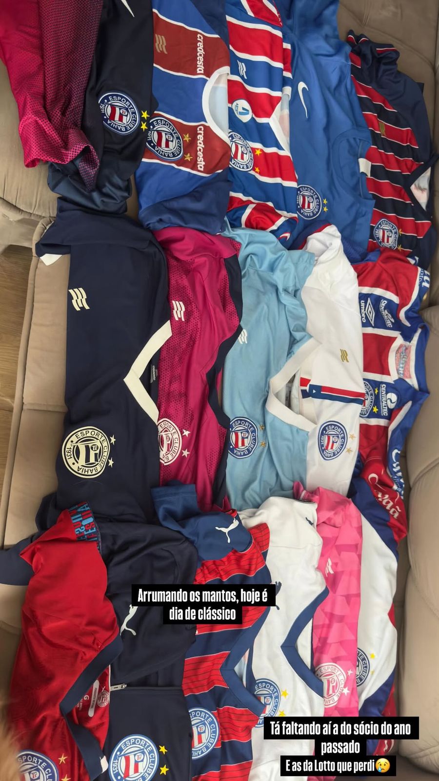 Coleção de camisas do Bahia de Diego Bulhosa. Foto: Diário 24 Horas / Acervo pessoal