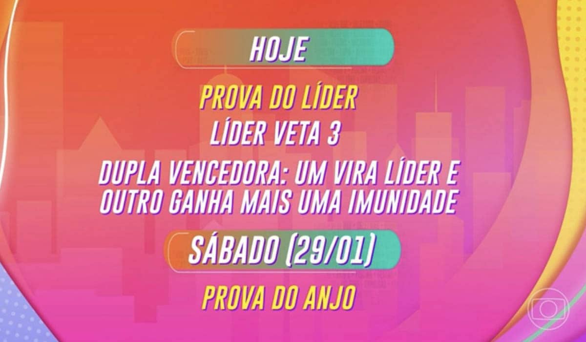A prova do anjo acontecerá neste sábado (29) no BBB 22