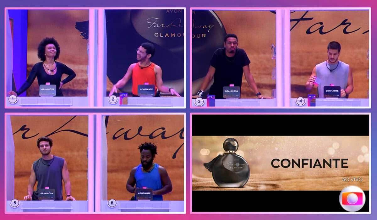 Seis participantes jogam a primeira parte da prova do líder. Foto: Reprodução/TV Globo