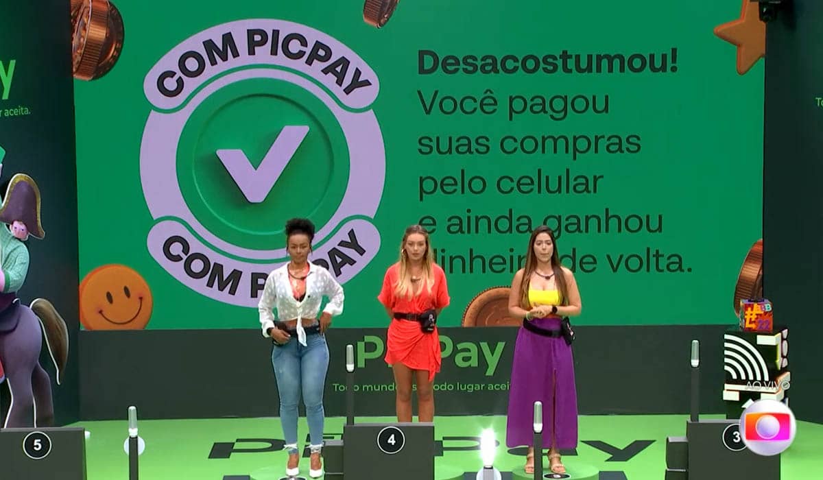 Natália, Bárbara e Laís disputaram a prova Bate-Volta. Foto: Reprodução/TV Globo