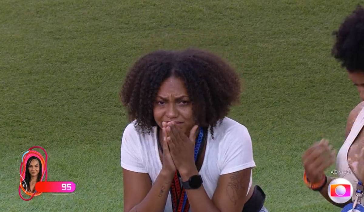 Jessilane se emocionou no jogo da discórdia. Foto: Reprodução/TV Globo