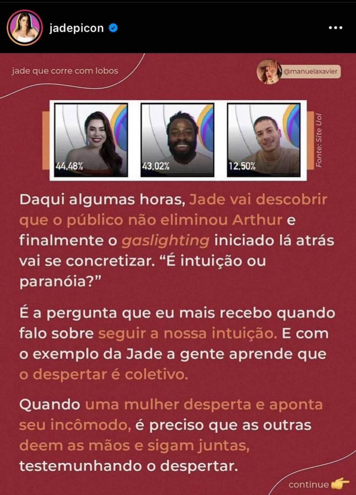 Arthur Aguiar é acusado de gaslighting em post de Jade Picon. Foto: Reprodução/Instagram