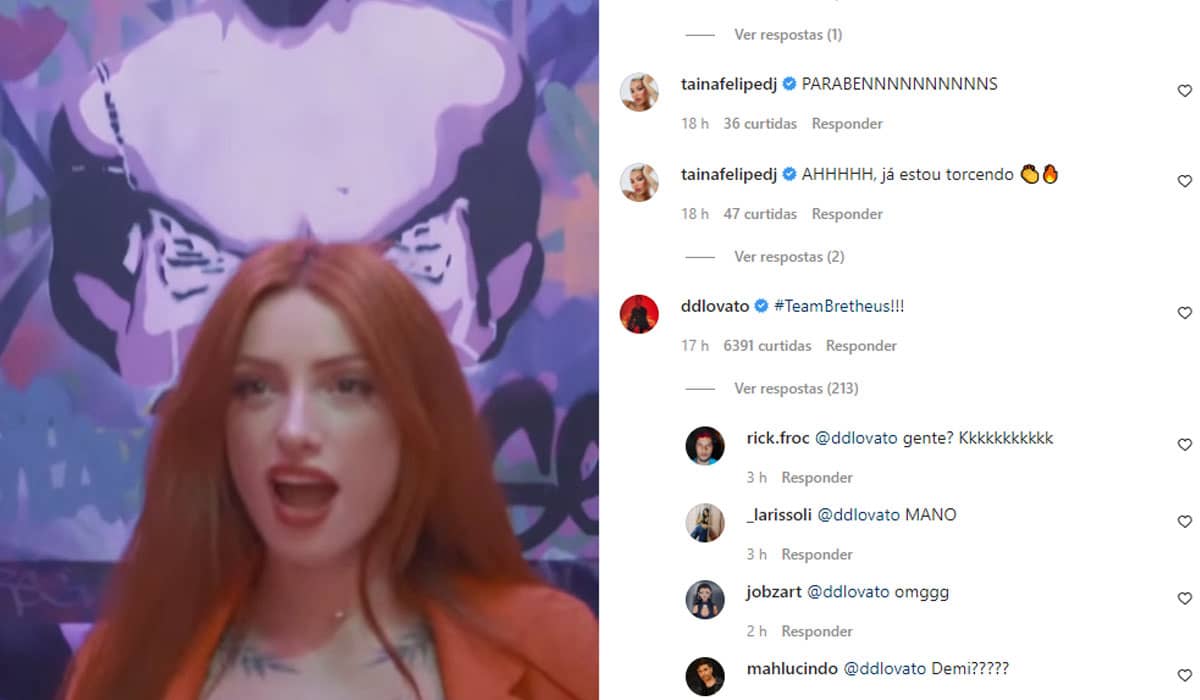 Demi Lovato comentou no post de Brenda Paixão no Instagram
