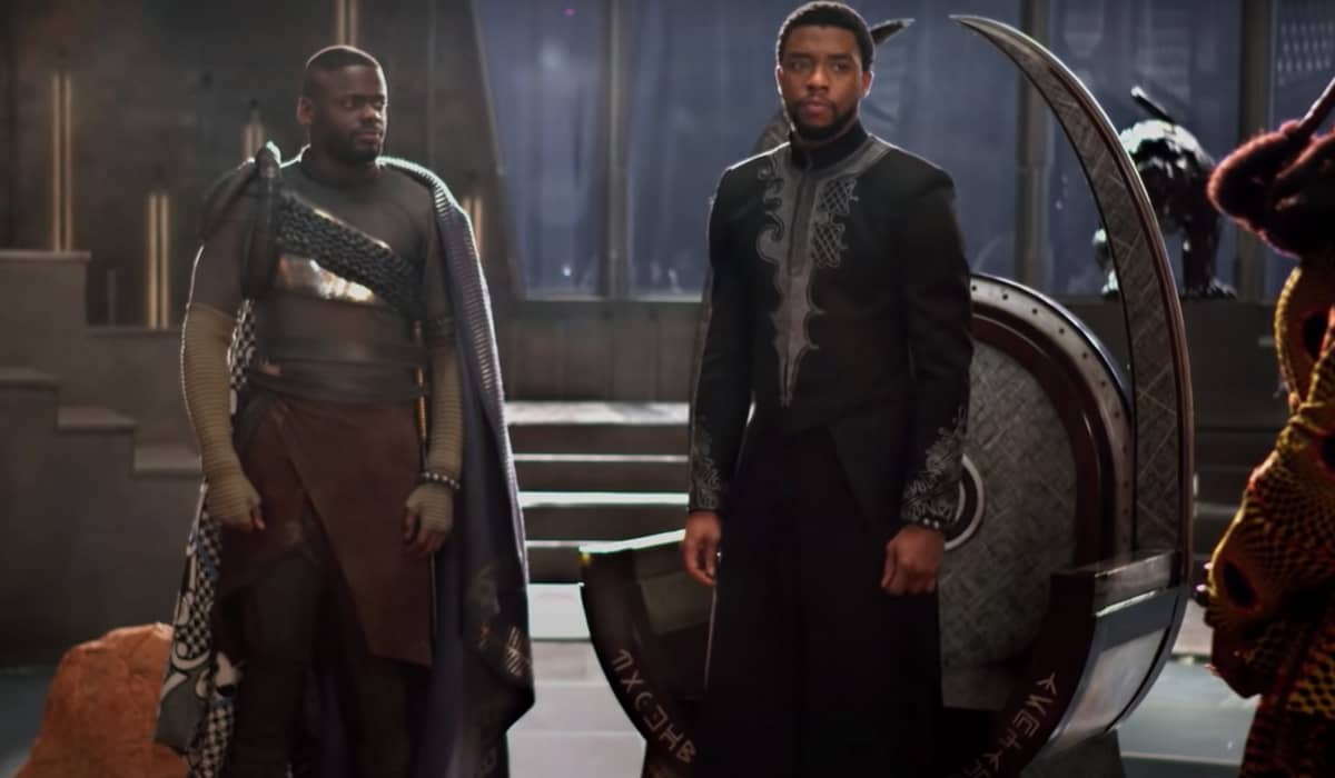 Daniel Kaluuya e Chadwick Boseman em 'Pantera Negra', de 2018. Foto: Reprodução/YouTube.