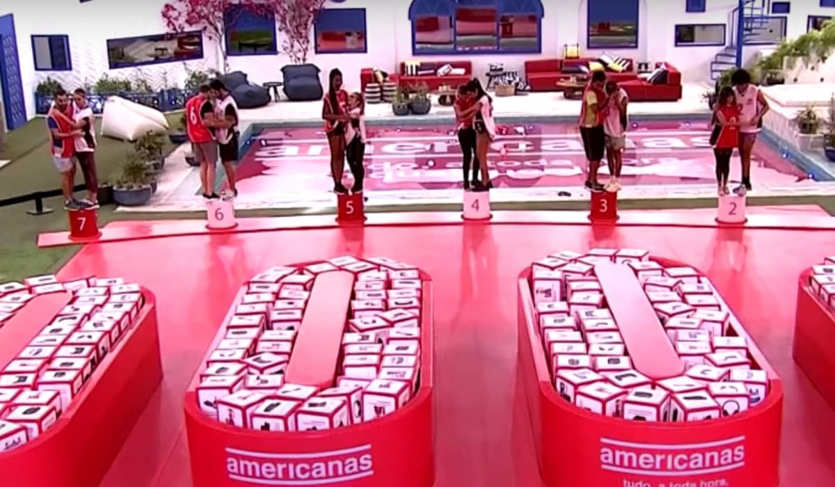 A primeira prova do BBB 21 foi de resistência e em dupla. Foto: Reprodução/Globo