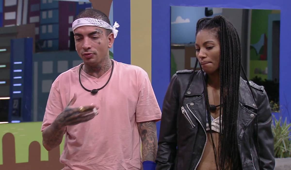 Mc Guimê e Tina partilham o mesmo posicionamento sobre o jogo no BBB 23. Foto: Reprodução/Globo