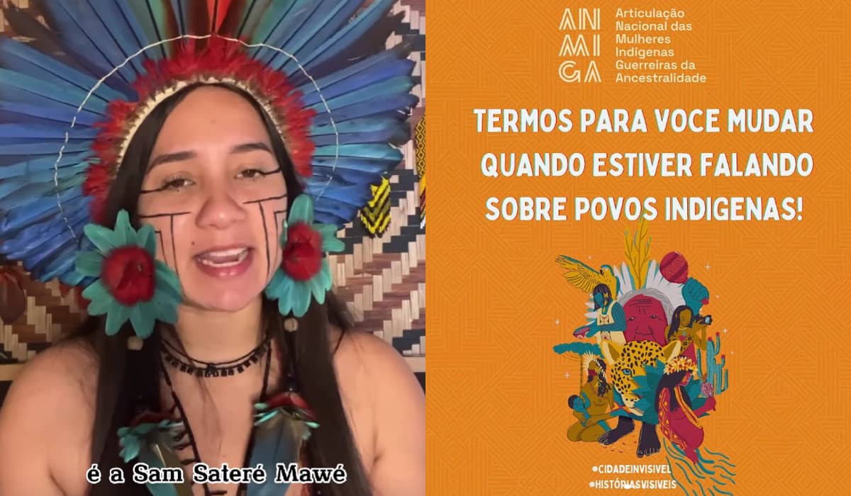 A ativista Sam Sateré Mawé está dedicando um tempo para disseminar informações sobre Povos Indígenas. Foto: Reprodução/Instagram